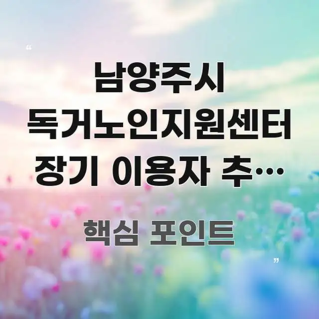 남양주시 독거노인지원센터 장기 이용자 추가 지원 직관적으로 이해되는 텍스트 중심 디자인 표지 - 가독성을 높이는 이미지