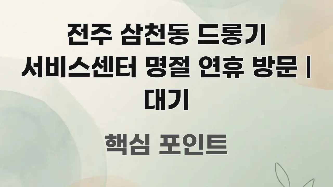 전주 삼천동 드롱기 서비스센터 명절 연휴 방문 | 대기 한눈에 보기 좋게 요약한 정보 전달형 표지 이미지