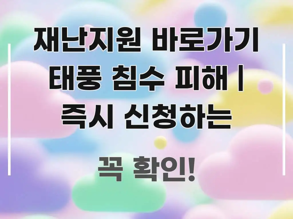 재난지원 바로가기 태풍 침수 피해 | 즉시 신청하는 가독성 높게 정리한 블로그용 카드뉴스 썸네일 - 설명을 돕는 이미지