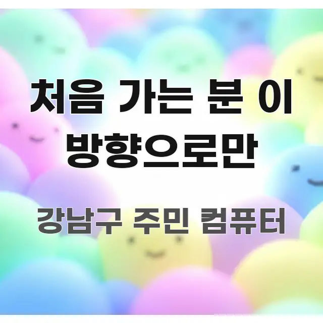 처음 가는 분 이 방향으로만 흐름을 잡아주는 카드뉴스 스타일 이미지 - 설명을 돕는 이미지