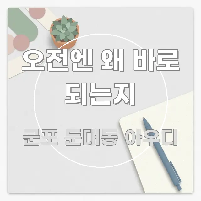 오전엔 왜 바로 되는지 핵심만 담은 깔끔한 인포그래픽 표지