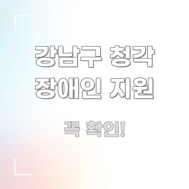 강남구 청각 장애인 지원 한눈에 들어오는 심플 타이포그래피 표지 - 설명을 돕는 이미지