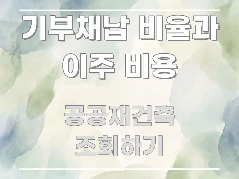기부채납 비율과 이주 비용 핵심 개념을 담은 텍스트 중심 디자인 표지 - 설명을 돕는 이미지