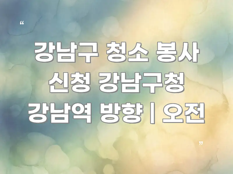 강남구 청소 봉사 신청 강남구청 강남역 방향 | 오전 중요 내용만 뽑은 콘텐츠 요약 표지 이미지 - 독자 이해를 위한 이미지