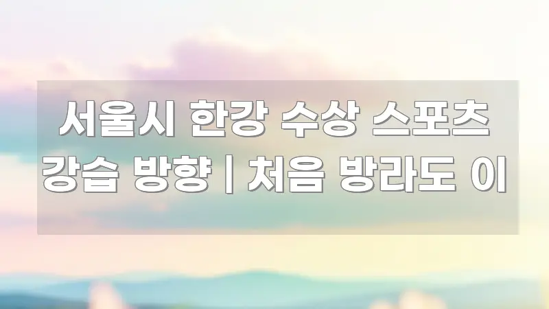 서울시 한강 수상 스포츠 강습 방향 | 처음 방라도 이 한 번에 이해되는 카드뉴스 스타일 이미지 - 가독성을 높이는 이미지