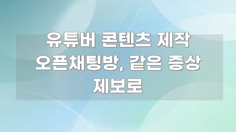 유튜버 콘텐츠 제작 오픈채팅방, 같은 증상 제보로 주요 흐름을 설명한 핵심 요약 디자인 카드 - 글 흐름을 돕는 시각 자료