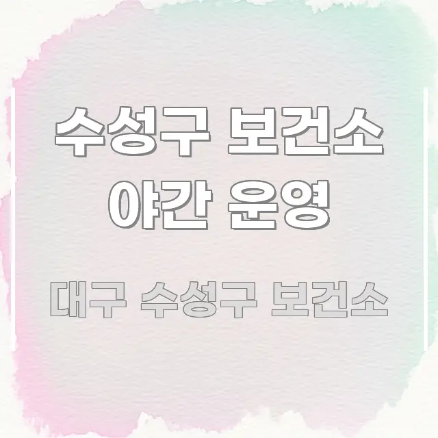 수성구 보건소 야간 운영 한눈에 보기 좋게 요약한 텍스트 중심 디자인 표지 - 내용 요약을 위한 이미지