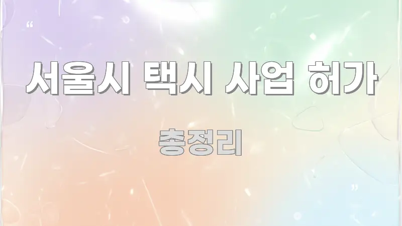 서울시 택시 사업 허가 구조적으로 정리된 정보 요약 포스터 - 설명을 돕는 이미지
