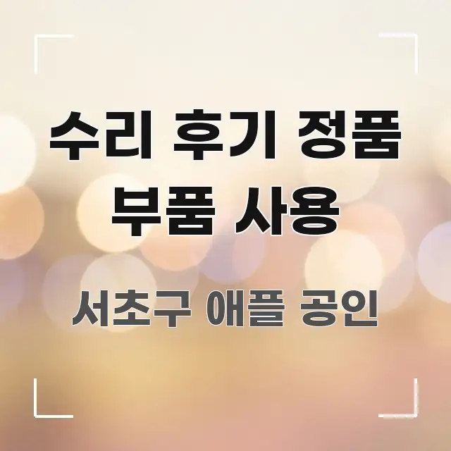 수리 후기 정품 부품 사용 흐름을 잡아주는 텍스트 포스터 이미지 - 설명을 돕는 이미지