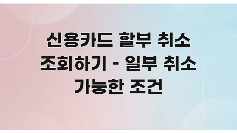신용카드 할부 취소 조회하기 – 일부 취소 가능한 조건 간결하고 명료한 정보 정리 카드 이미지