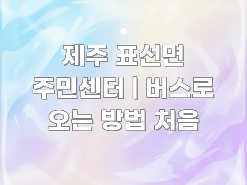 제주 표선면 주민센터 | 버스로 오는 방법 처음 효율적으로 구성된 정보 전달형 표지 이미지 - 독자 이해를 위한 이미지