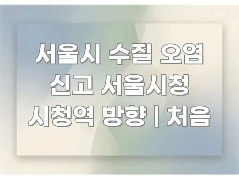 서울시 수질 오염 신고 서울시청 시청역 방향 | 처음 한눈에 들어오는 가독성 높은 정보 이미지 - 글 흐름을 돕는 시각 자료