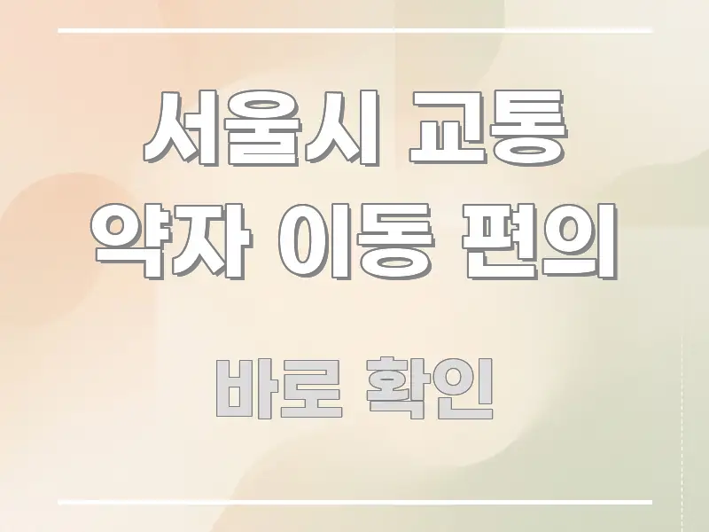 서울시 교통 약자 이동 편의 핵심 내용을 정리한 정보 요약 인포그래픽 이미지