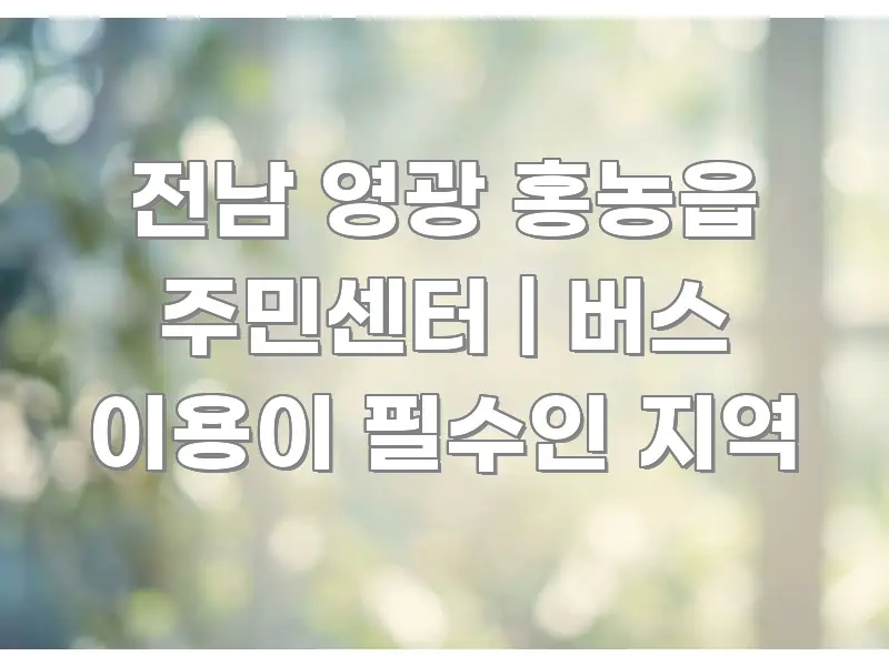 전남 영광 홍농읍 주민센터 | 버스 이용이 필수인 지역 가독성 높게 정리한 텍스트 기반 블로그 이미지 - 본문 내용과 연관된 이미지