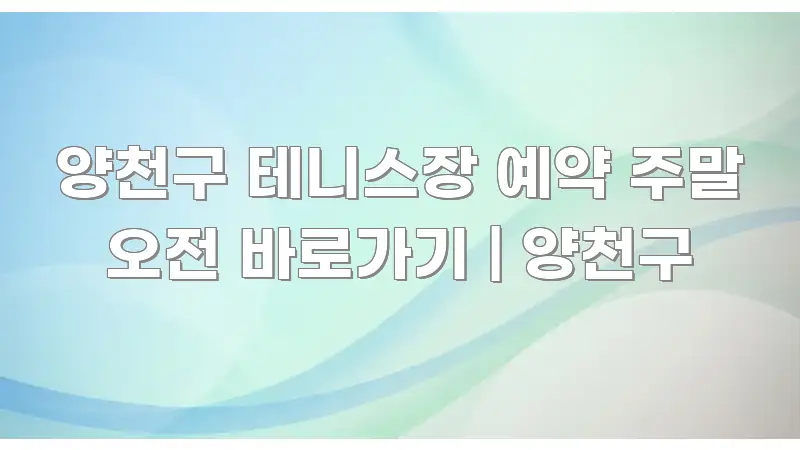 양천구 테니스장 예약 주말 오전 바로가기 | 양천구 전문가가 선별한 콘텐츠 요약 표지 이미지