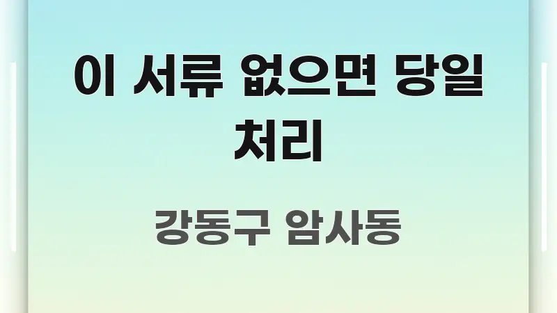 이 서류 없으면 당일 처리 핵심 정보를 압축한 깔끔한 인포그래픽 표지 - 독자 이해를 위한 이미지