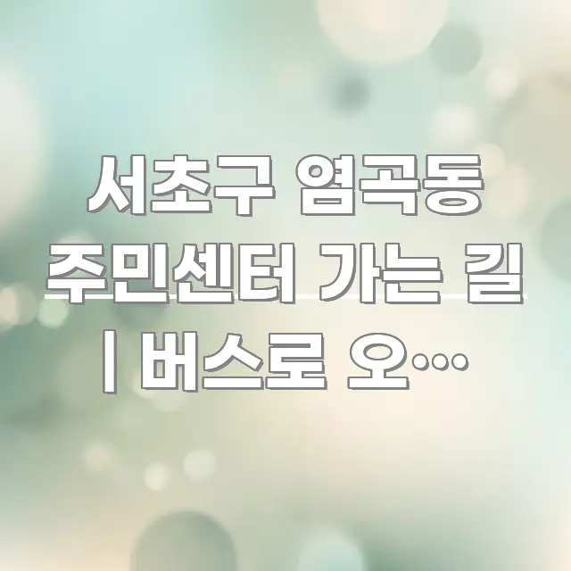 서초구 염곡동 주민센터 가는 길 | 버스로 오는 방법 실생활에 도움되는 정보 요약 포스터 - 본문 내용과 연관된 이미지