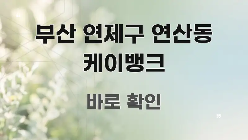 부산 연제구 연산동 케이뱅크 주요 흐름을 설명한 읽기 좋은 정보 카드 - 독자 이해를 위한 이미지