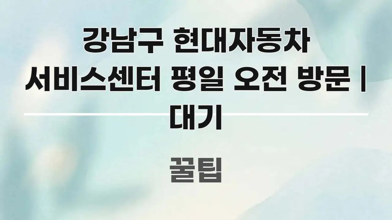 강남구 현대자동차 서비스센터 평일 오전 방문 | 대기 시선을 사로잡는 핵심 키워드 시각화 이미지 - 본문 내용과 연관된 이미지
