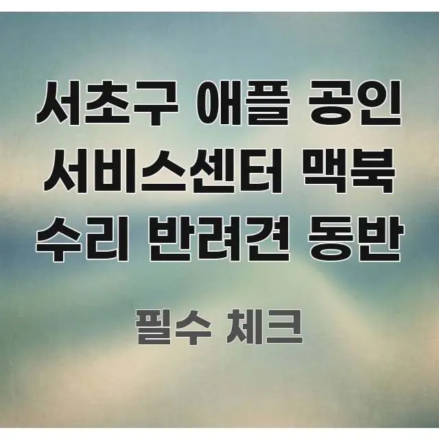 서초구 애플 공인 서비스센터 맥북 수리 반려견 동반 핵심 내용을 정리한 핵심 키워드 시각화 이미지