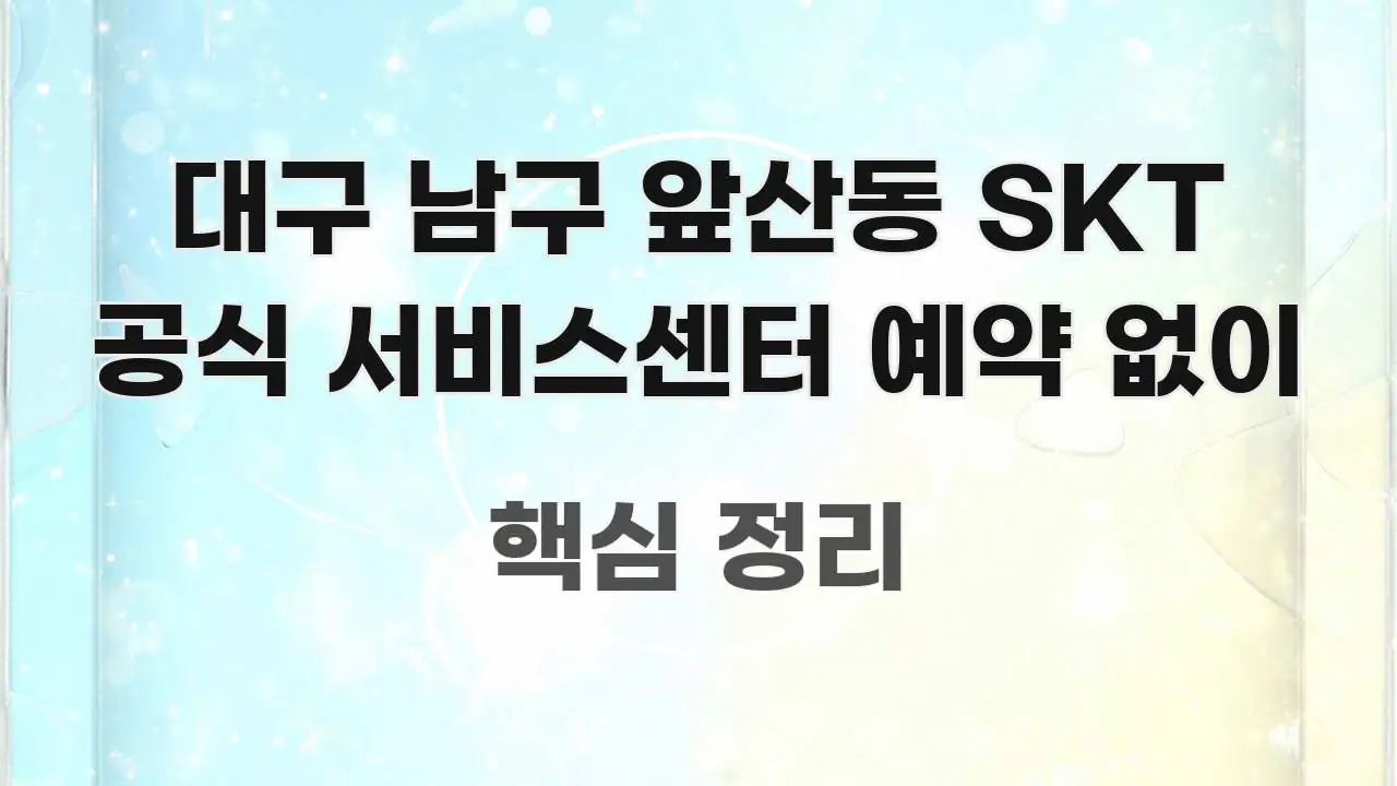 대구 남구 앞산동 SKT 공식 서비스센터 예약 없이 바로 활용 가능한 텍스트 중심 디자인 표지 - 본문 내용과 연관된 이미지