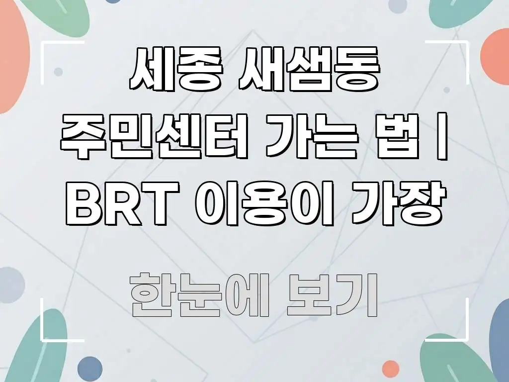 세종 새샘동 주민센터 가는 법 | BRT 이용이 가장 중요 내용만 뽑은 핵심 키워드 시각화 이미지 - 본문 내용과 연관된 이미지