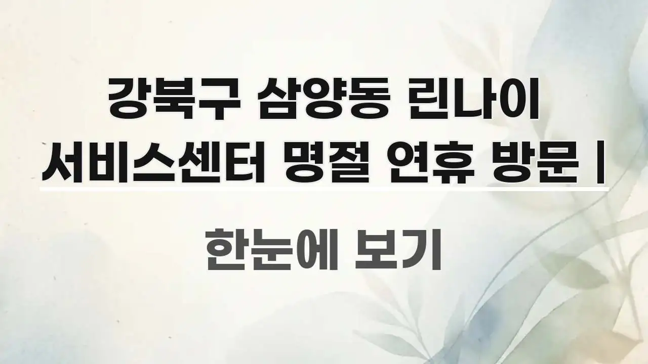 강북구 삼양동 린나이 서비스센터 명절 연휴 방문 | 실생활에 도움되는 핵심 정리 썸네일 이미지 - 본문 내용과 연관된 이미지