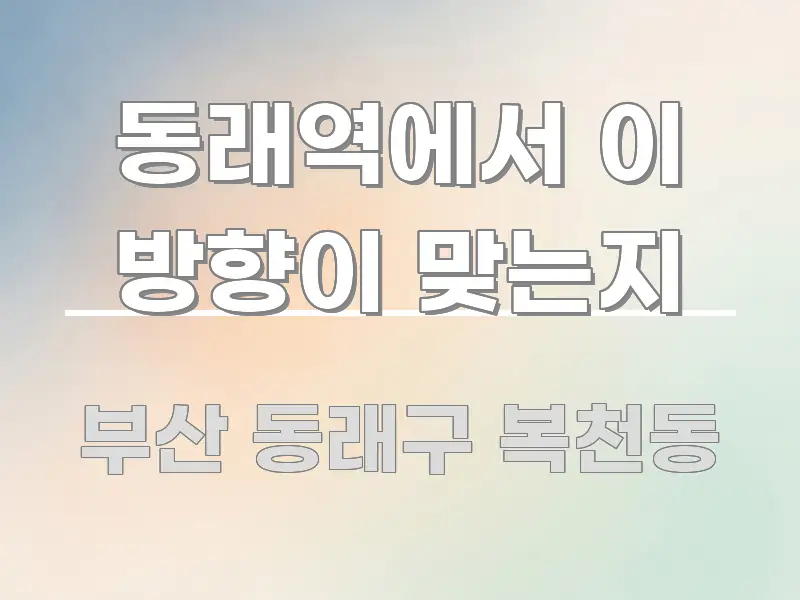 동래역에서 이 방향이 맞는지 주요 흐름을 설명한 텍스트 중심 디자인 표지 - 참고용 이미지