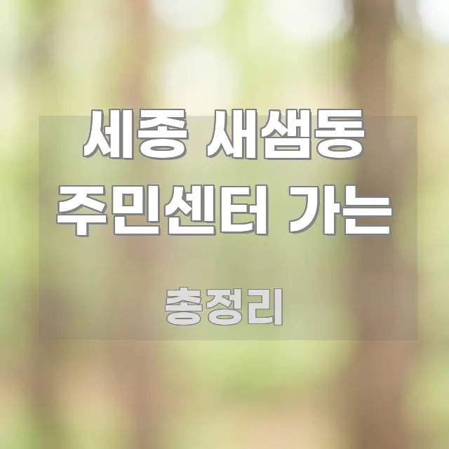 세종 새샘동 주민센터 가는 꼼꼼하게 정리된 콘텐츠 요약 표지 이미지 - 참고용 이미지