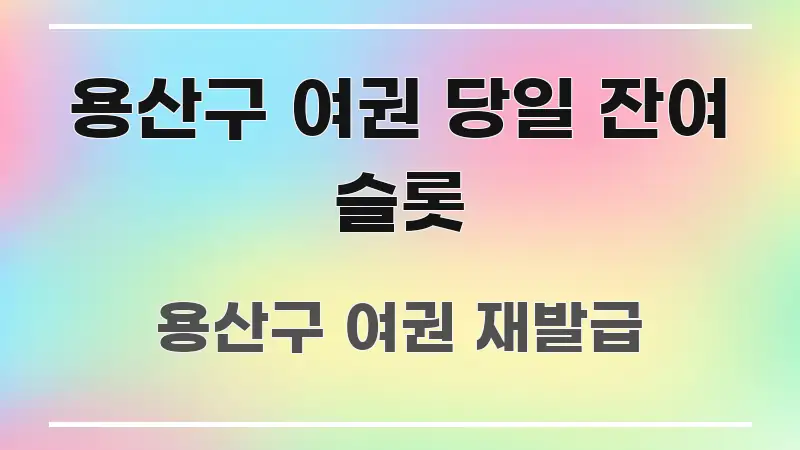 용산구 여권 당일 잔여 슬롯 꼼꼼하게 정리된 카드뉴스 스타일 이미지 - 독자 이해를 위한 이미지